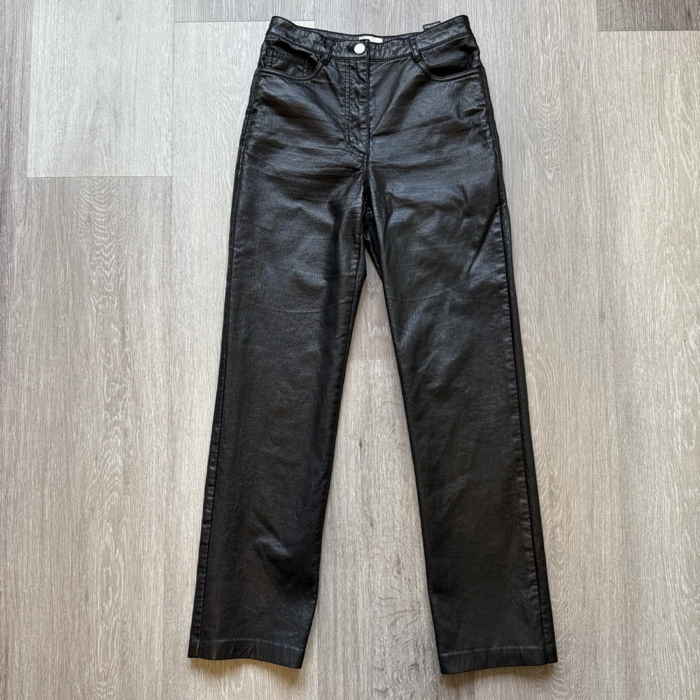 Wilfred Melina Black Vegan Leather Pants Size 2 Moto Biker Straight Leg - Picture 6 of 15